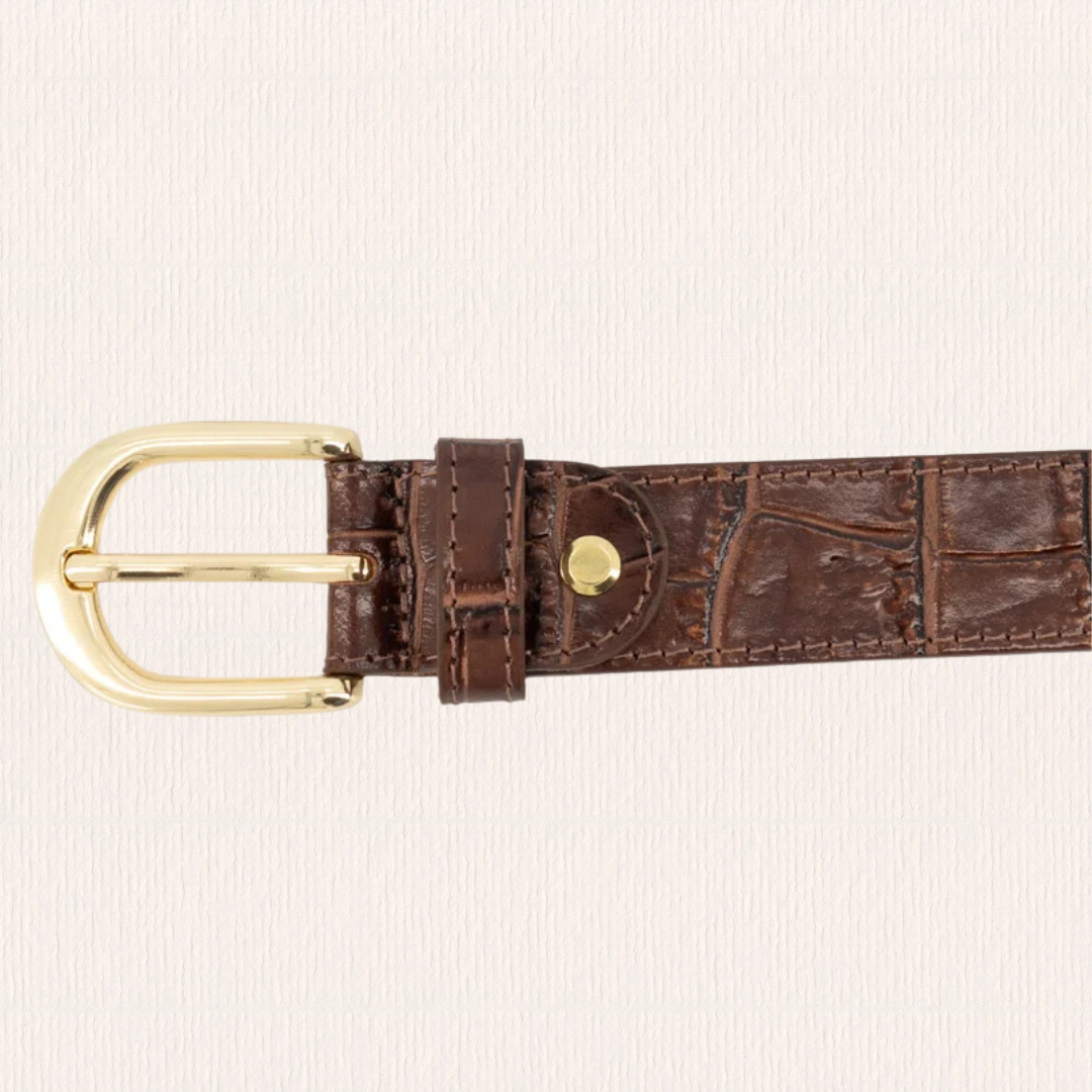 Donkerbruine riem croco