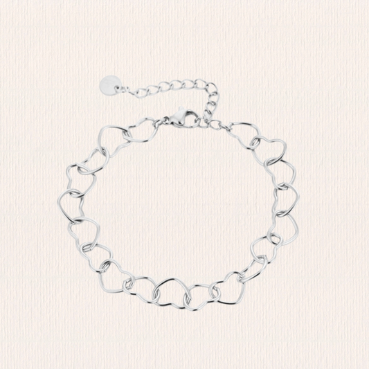 Schakel armband met hartjes