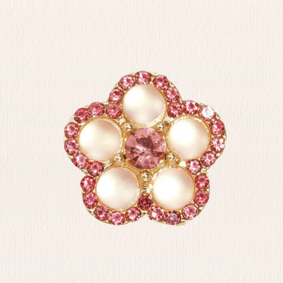 Knoopverberger - donkerroze glitter bloem