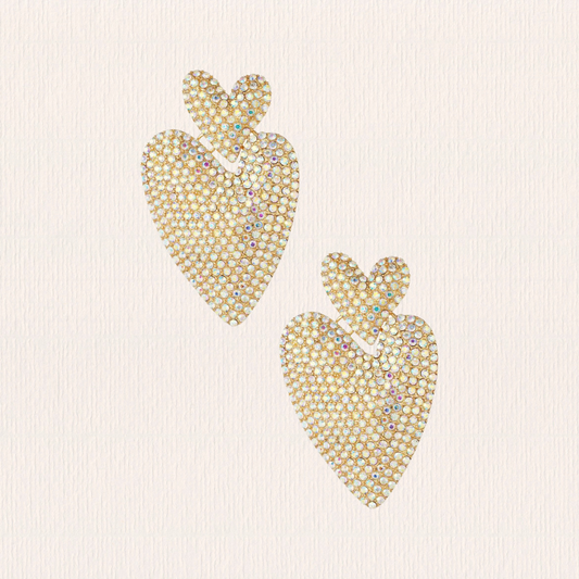 Gouden glitter hartjes oorbellen