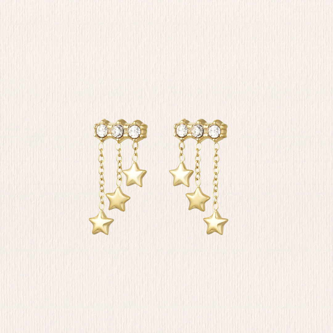 Oorringetjes met ketting en steentjes
