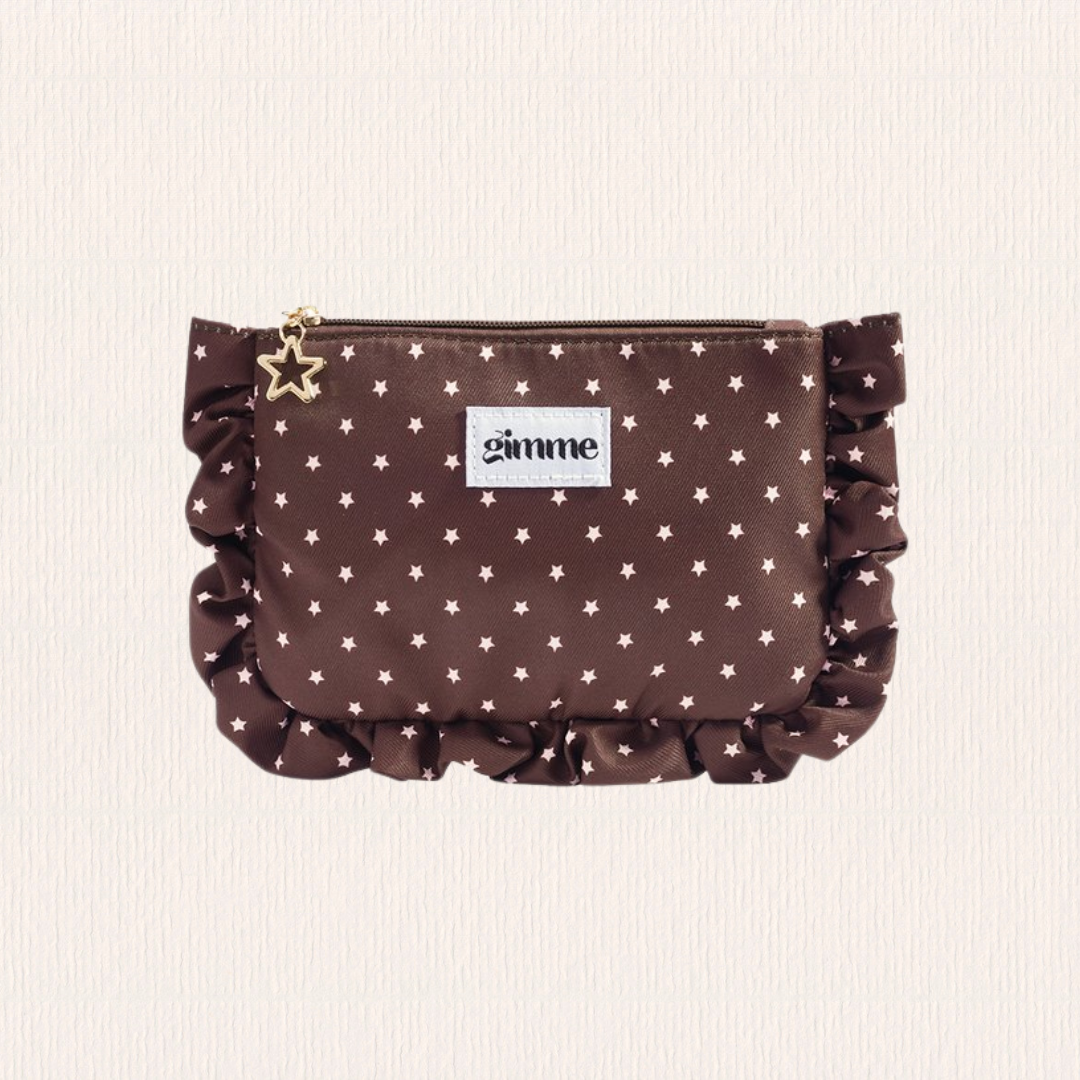 Make-up tasje bruin sterrenprint