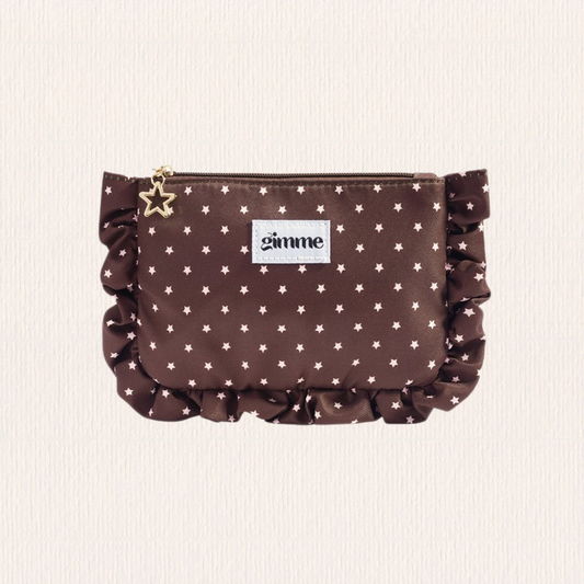 Make-up tasje bruin sterrenprint