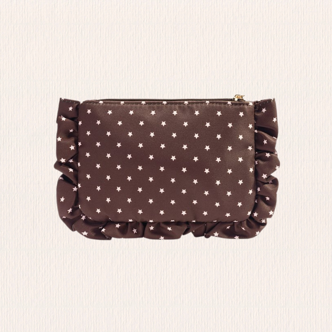 Make-up tasje bruin sterrenprint