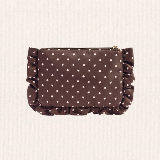 Make-up tasje bruin sterrenprint