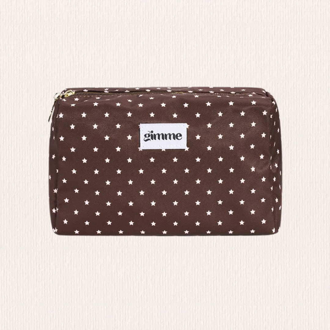 Make-up tasje bruin sterrenprint