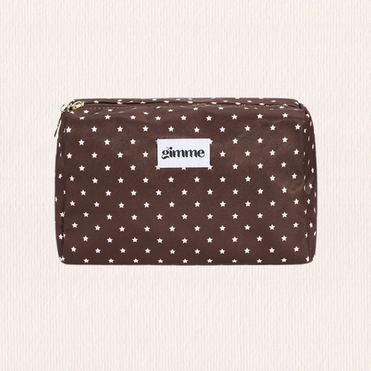 Make-up tasje bruin sterrenprint