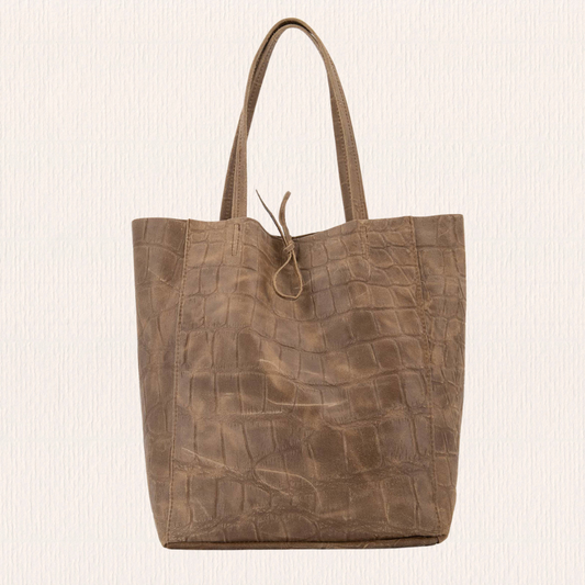Taupe croco schoudertas