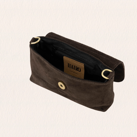Donkerbruine suéde crossbodytas