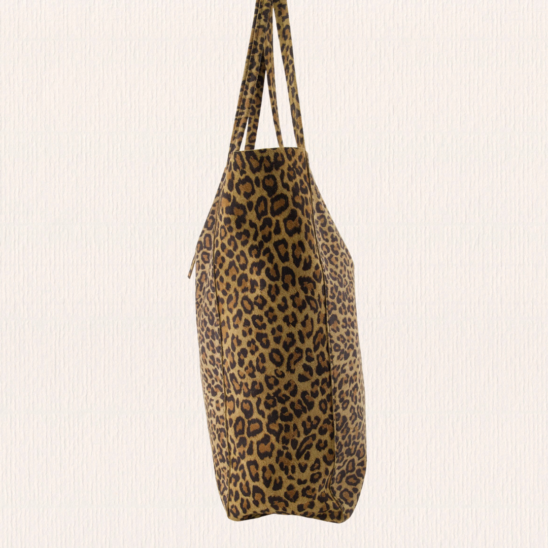 Suede luipaard schoudertas
