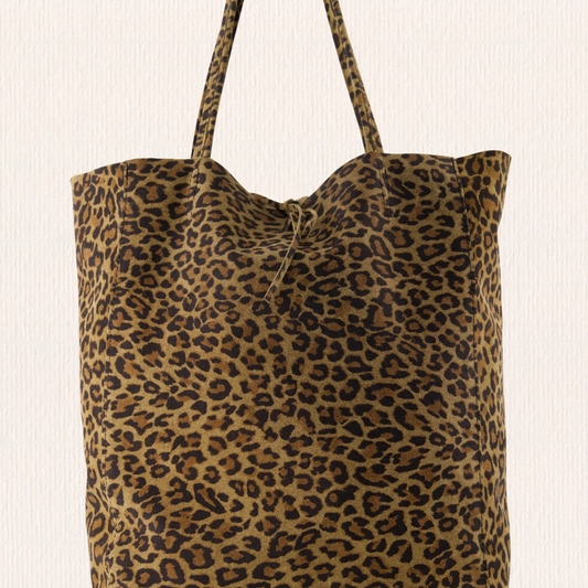 Suede luipaard schoudertas