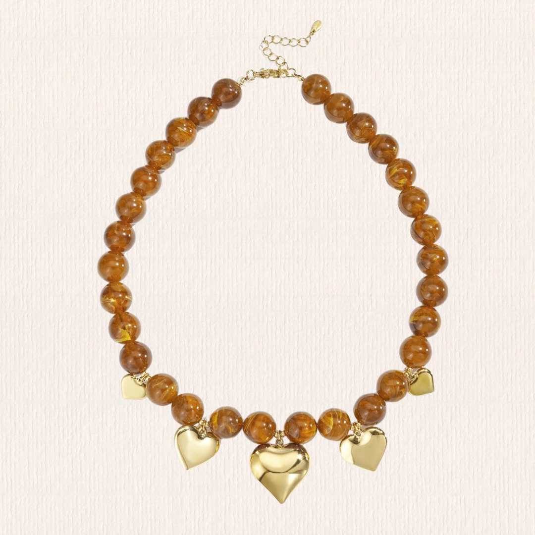 Bruine hartjes ketting