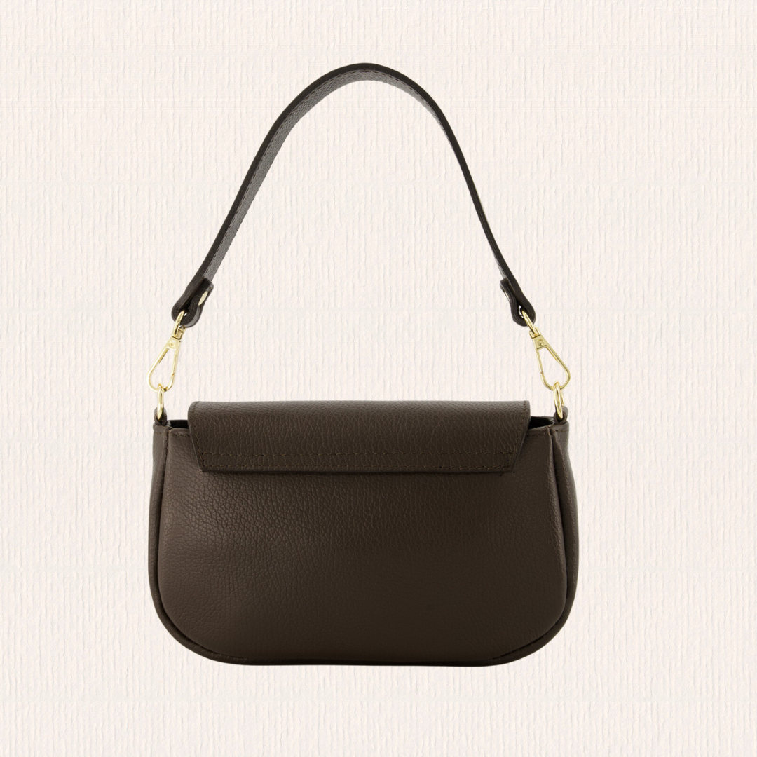 Handtas met gouden hardware donkerbruin