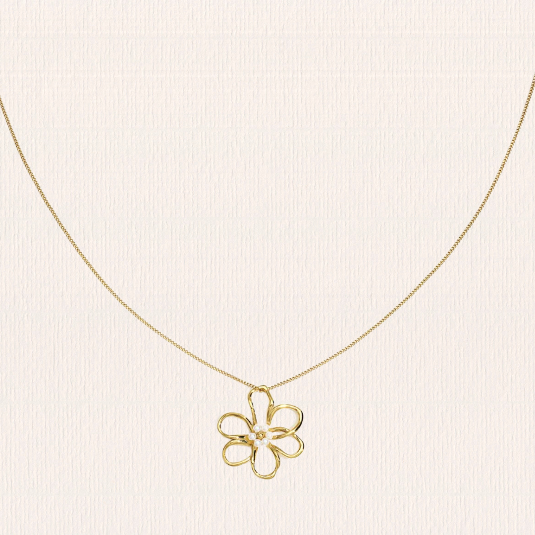 Ketting met bloemparel bedel