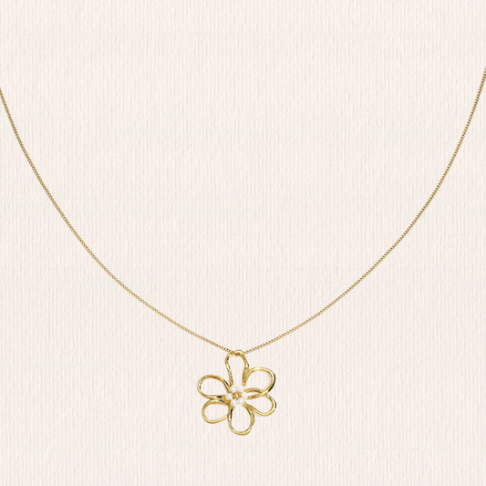 Ketting met bloemparel bedel