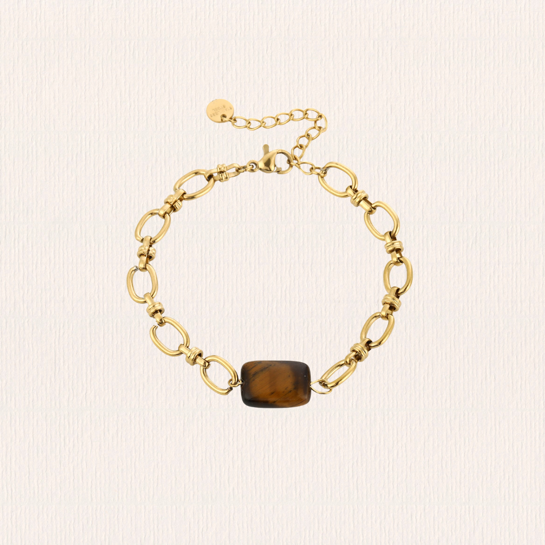 Natuursteenarmband bedel - bruin