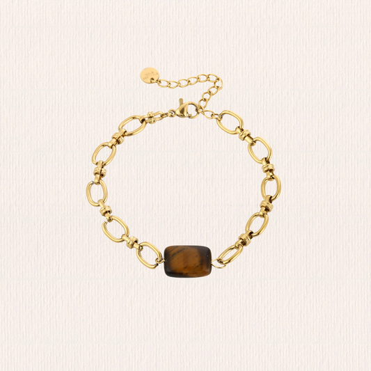 Natuursteenarmband bedel - bruin