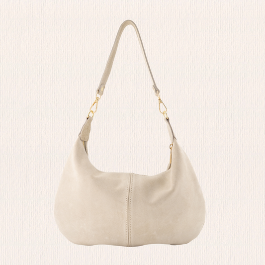 Schouder- en crossbodytas met studs crème