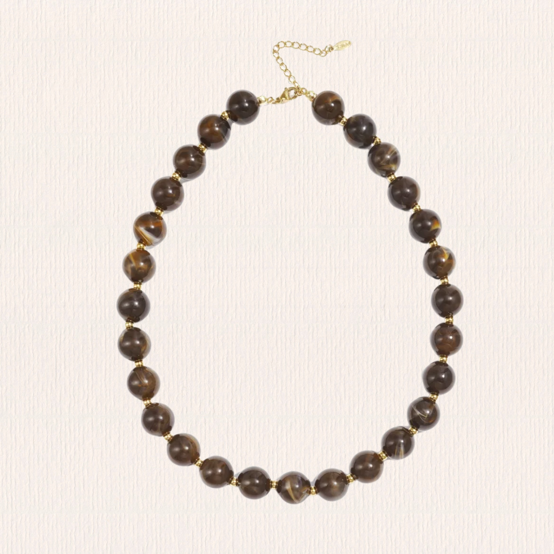 Bruine ronde kralenketting