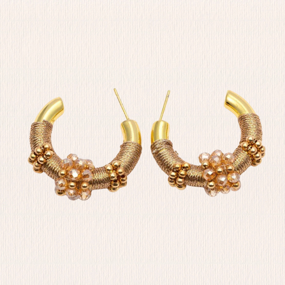 Bruine geregen glitter oorbellen