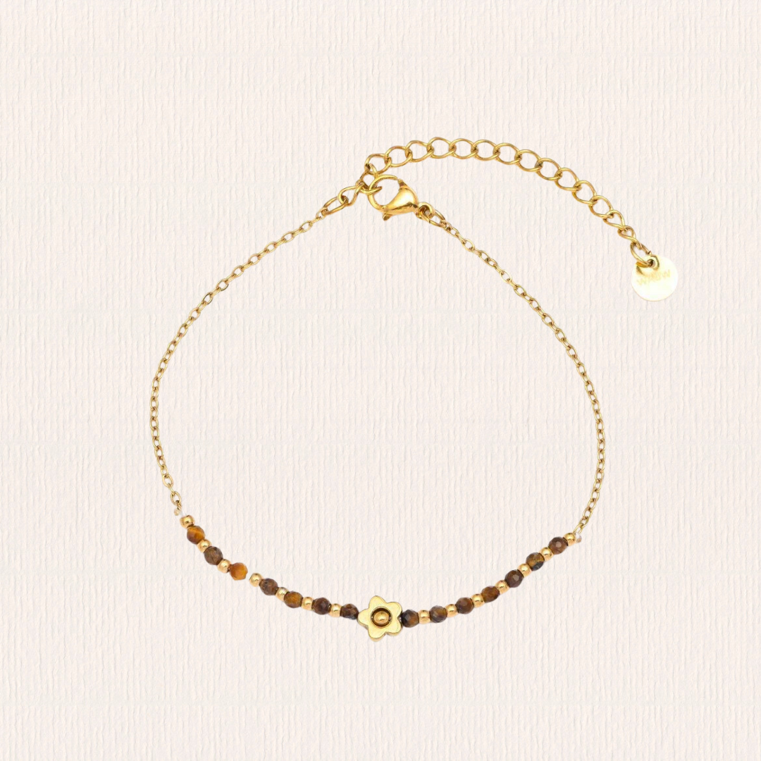 Bruine armband bloem