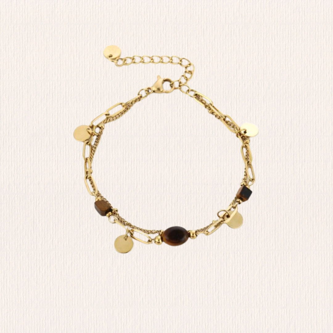 Dubbele natuursteenarmband - bruin