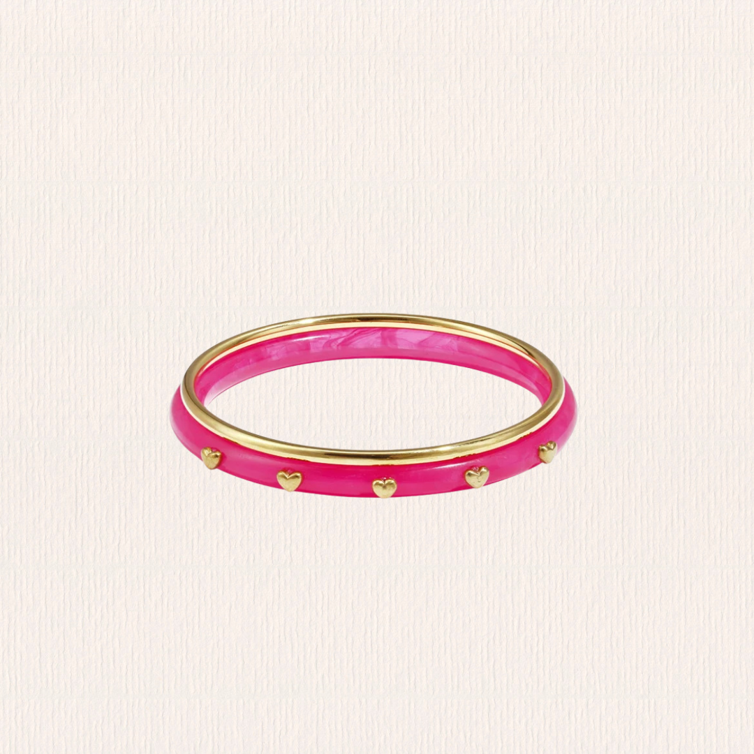 Roze bangleset met hartjes