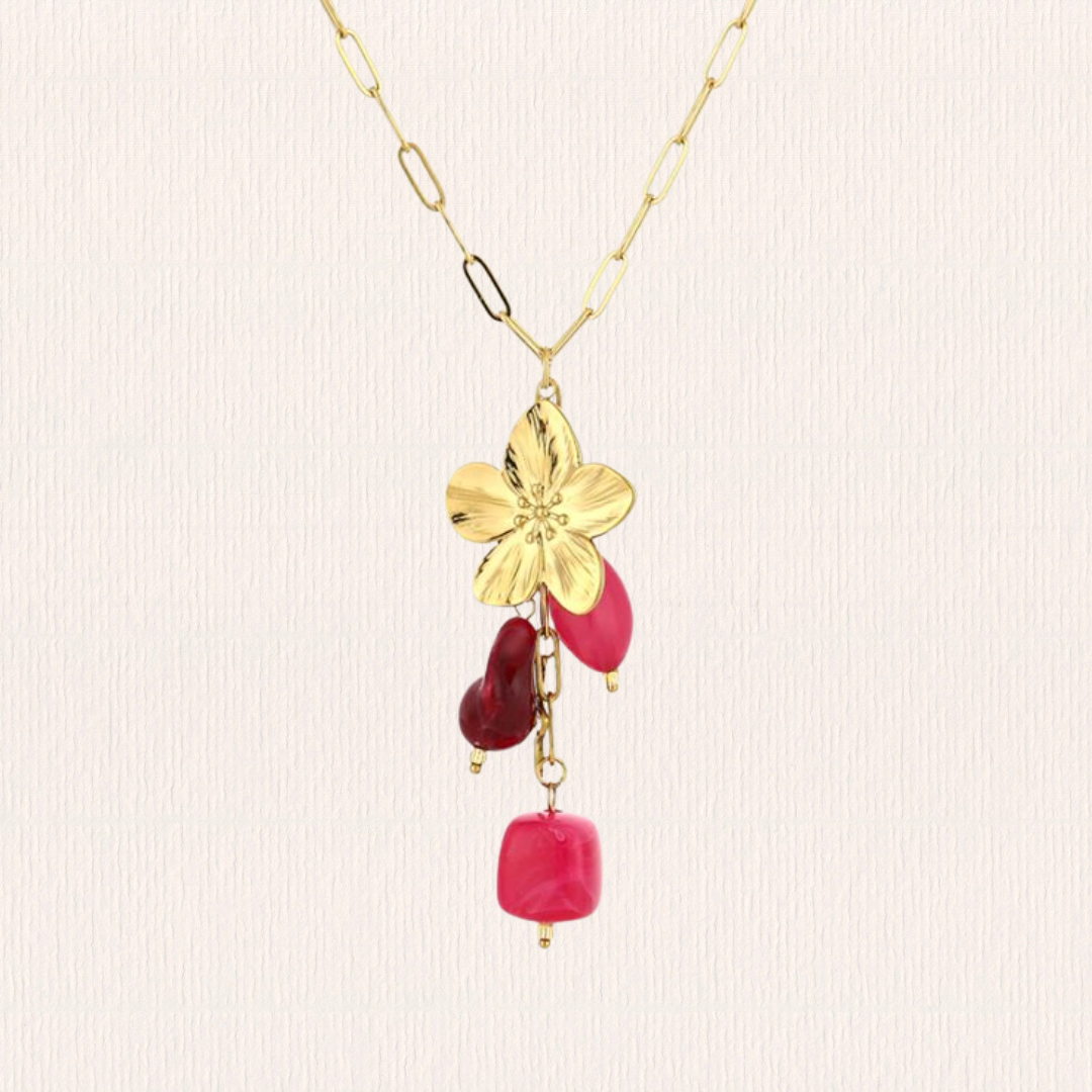 Bedelketting bloem roze