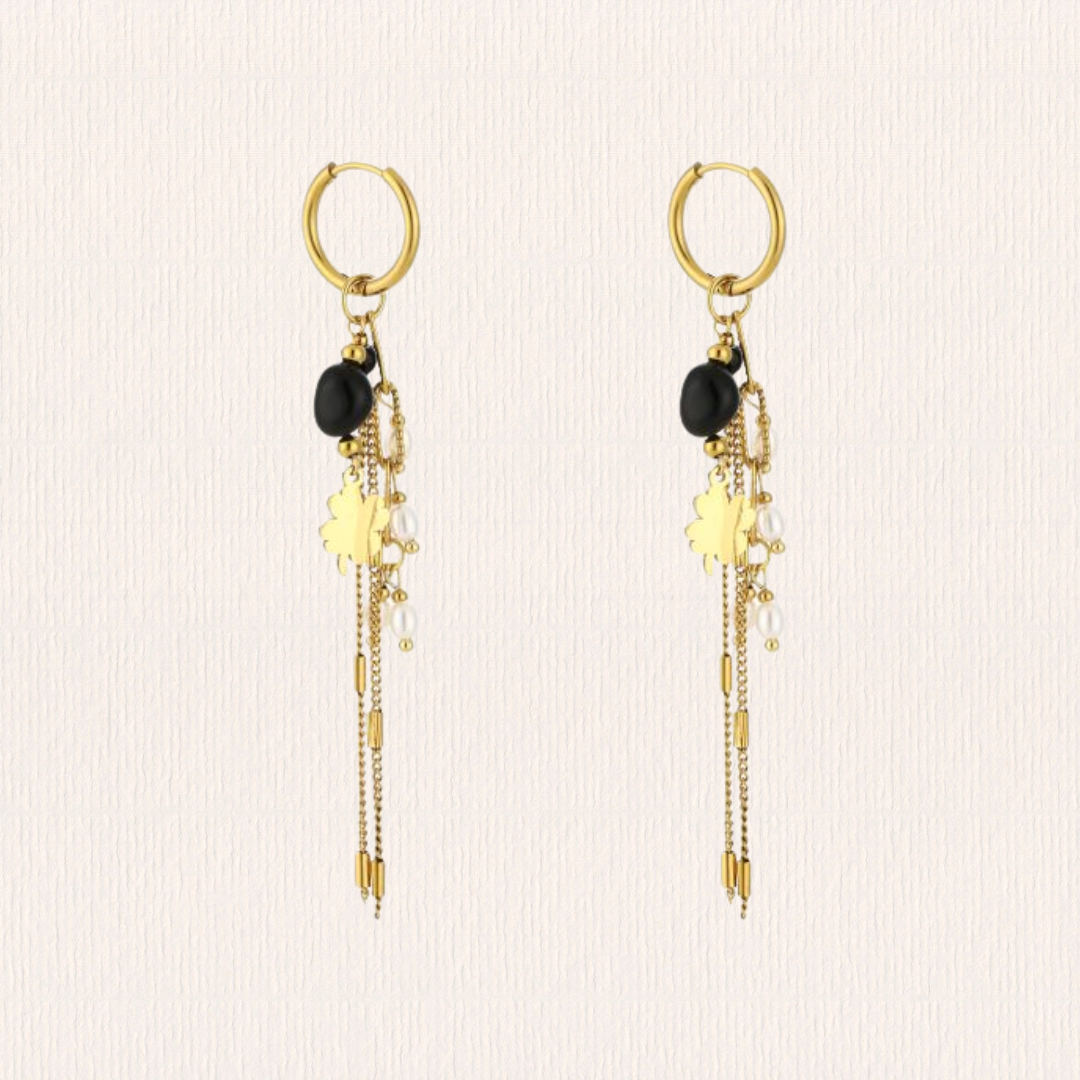 Ster natuursteenoorbellen - zwart