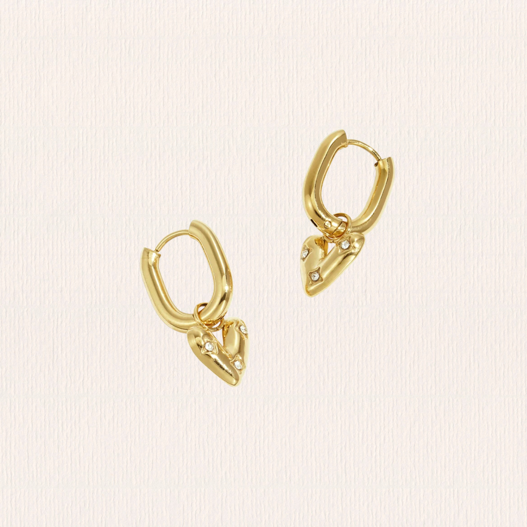 Mini glitter hart creool