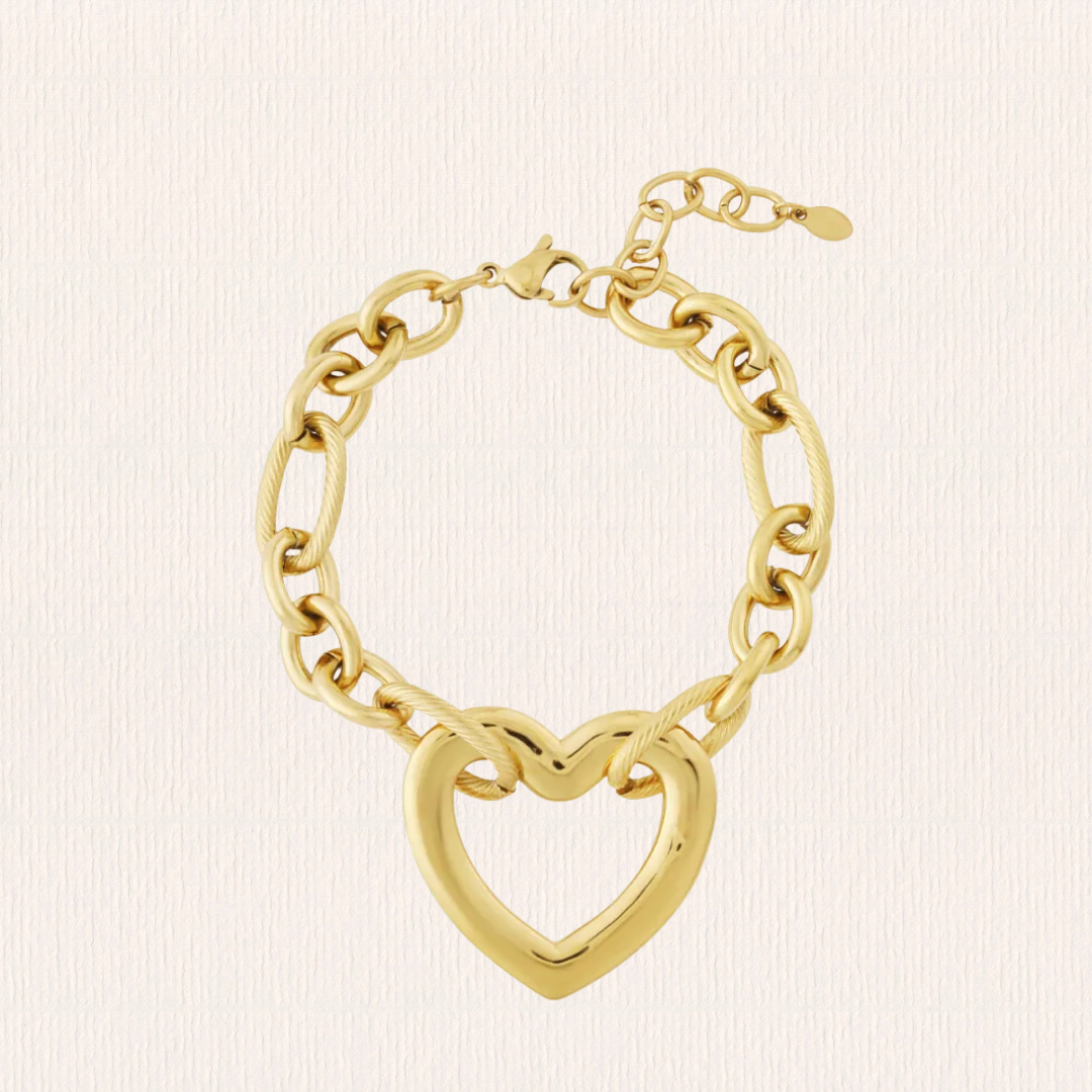 Grove schakelarmband met hart