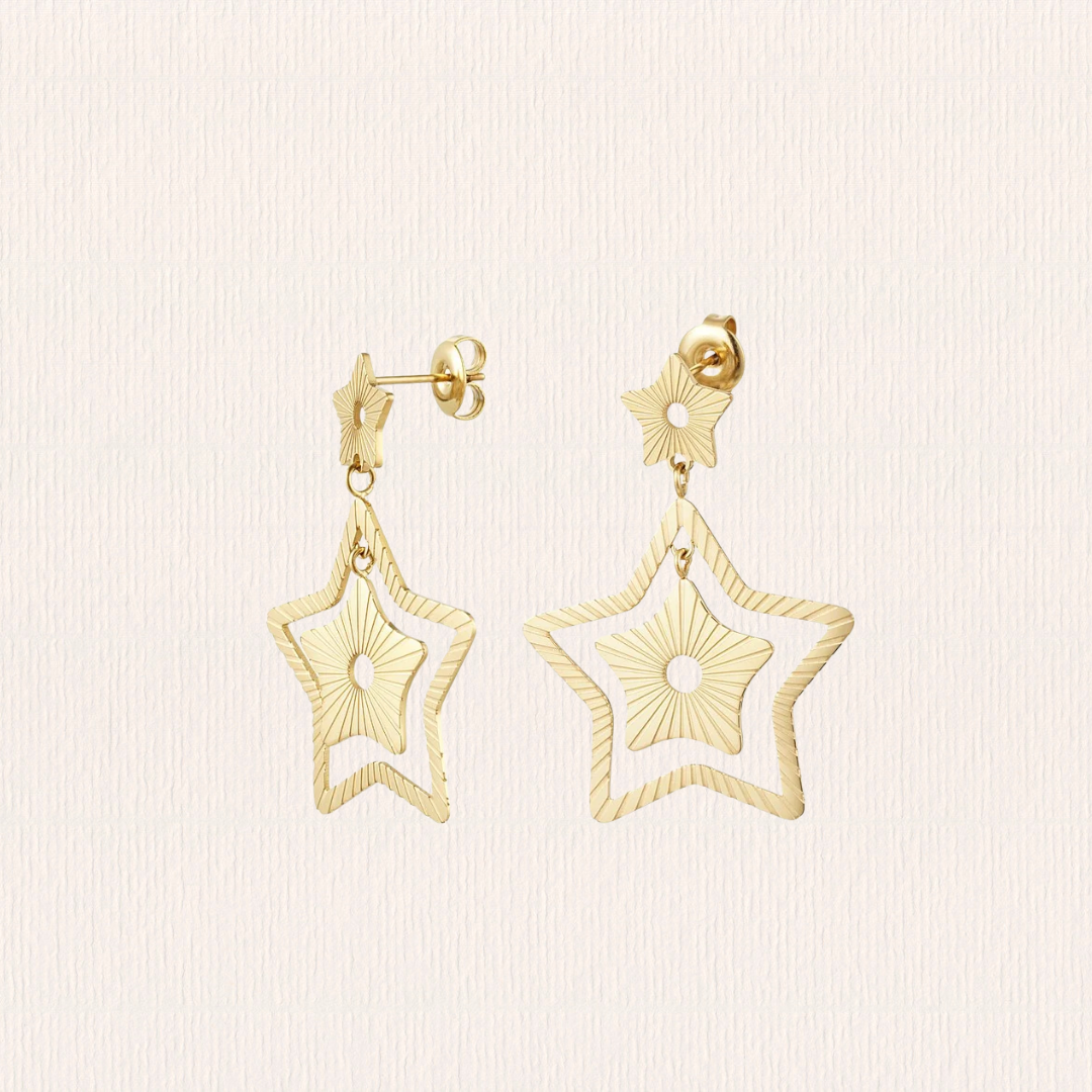 Dubbele ster oorbellen