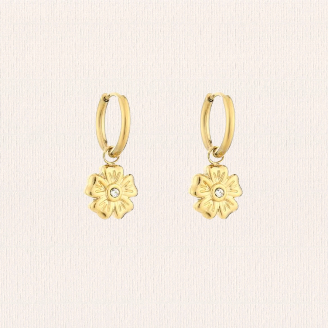 Oorbellen bloembedel glitter