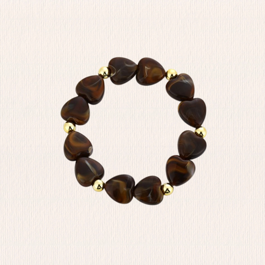 Hartjesarmband bruin (op elastiek)