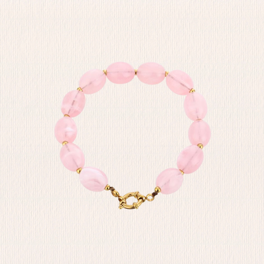 Kralenarmband acryl ovaal roze
