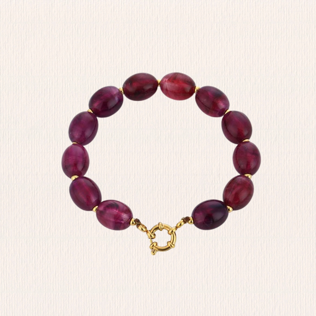 Kralenarmband acryl ovaal paars