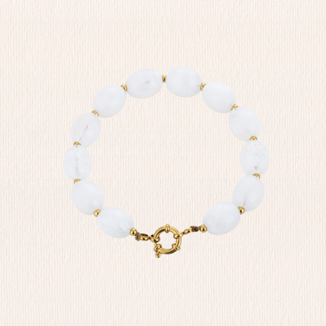 Kralenarmband acryl ovaal wit