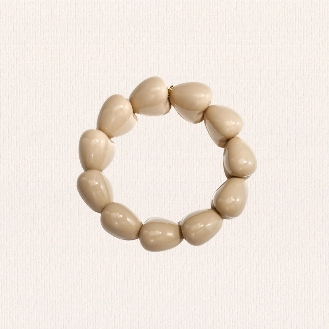 Grove harten armband - beige