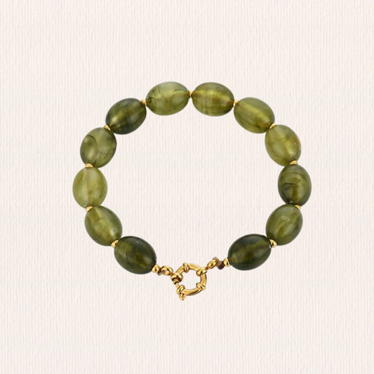 Kralenarmband acryl ovaal groen