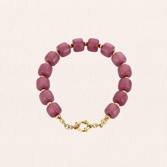 Kralenarmband acryl rond paars