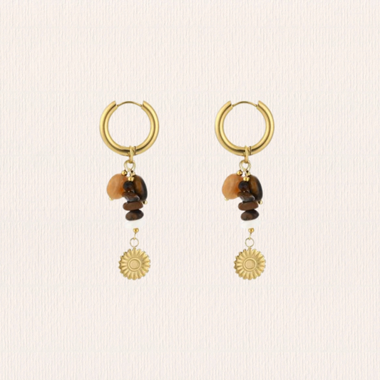 zon natuursteenoorbellen - oranje