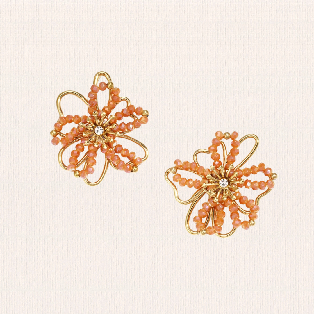 Oranje bloemen oorbellen