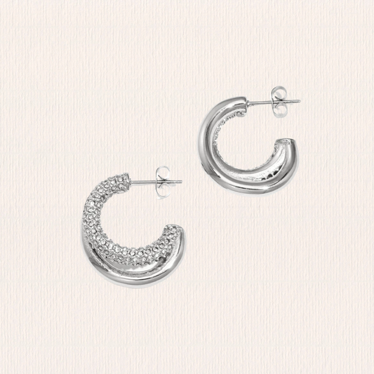 Dubbele glitter creolen