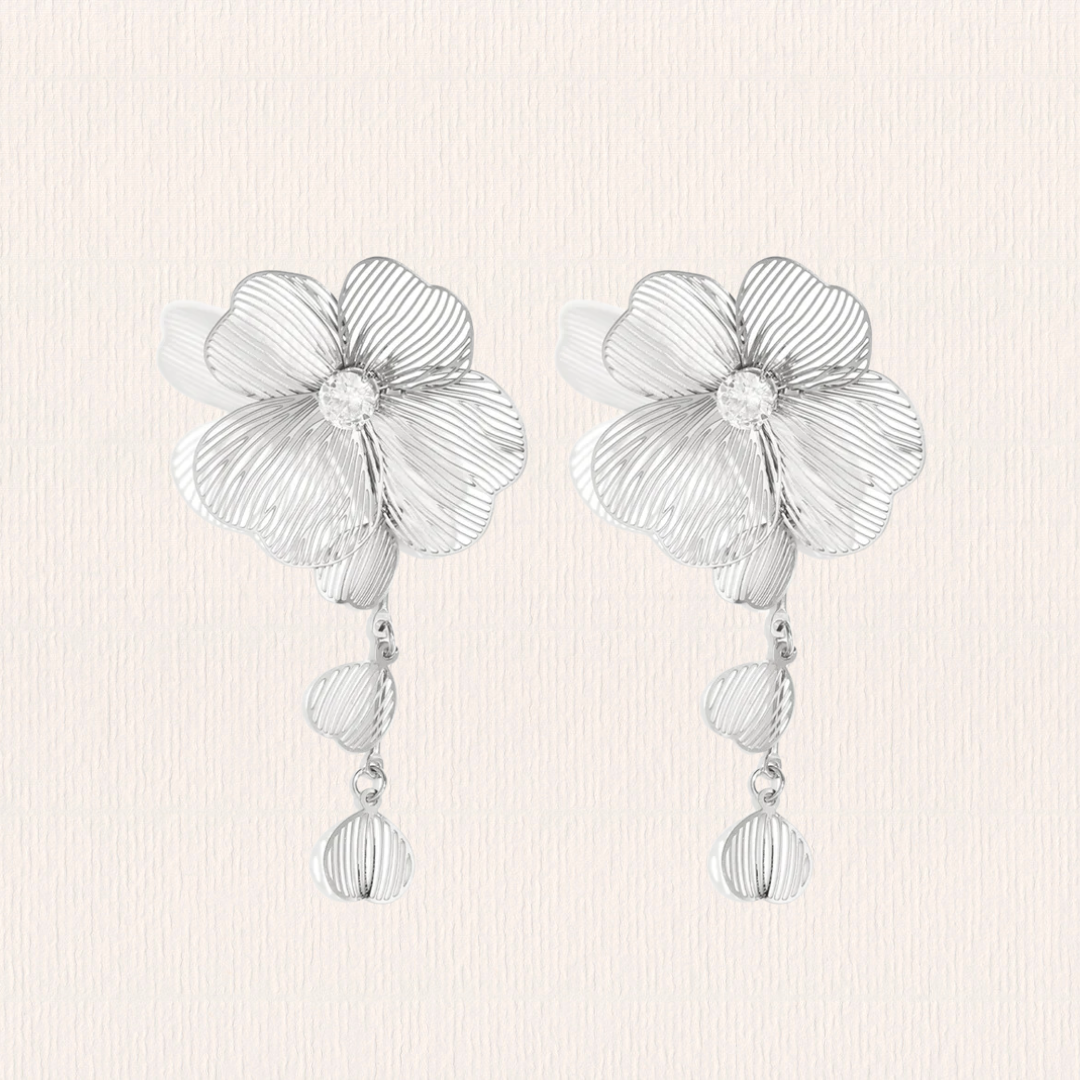 Dubbele glitter bloem oorbellen