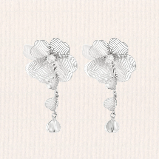 Dubbele glitter bloem oorbellen