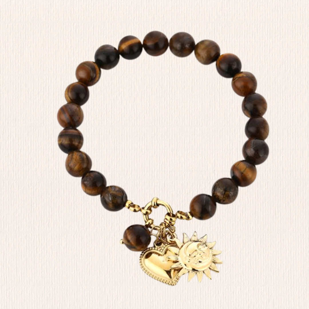 Kralenarmband met bedels - bruin