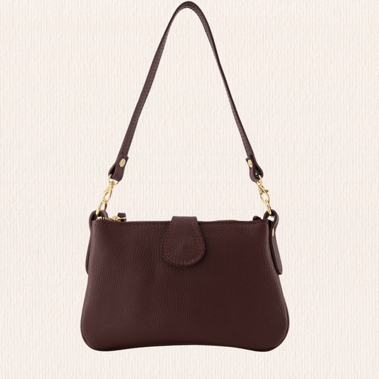 Leren handtasje met gouden detail bordeaux