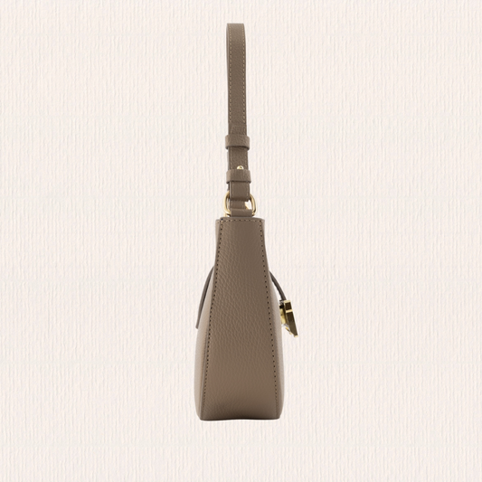 Taupe handtas met gouden hardware