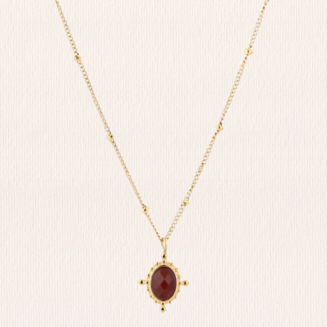Ketting met natuursteentje klein - rood