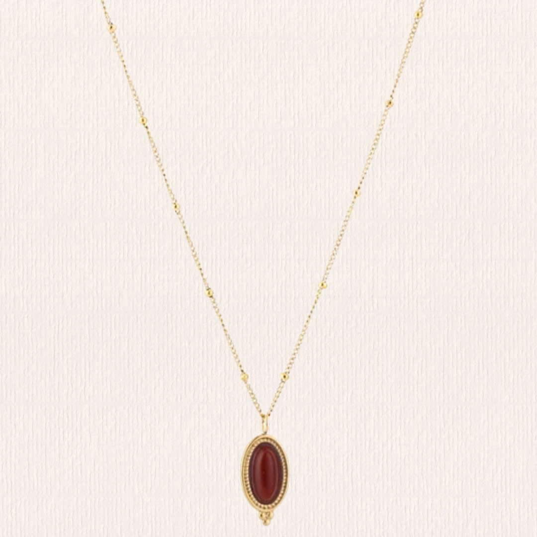 Ketting met natuursteentje - rood